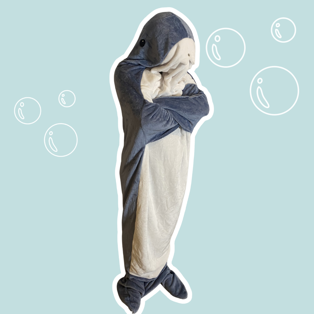  Blankie Tails  Shark Blanket, New Shark Tail Double Sided  Super Soft and Cozy Minky Fleece Blanket, Machine Washable Wearable Blanket  (56'' H x 27'' (Kids Ages 5-12), Gray & Blue) 
